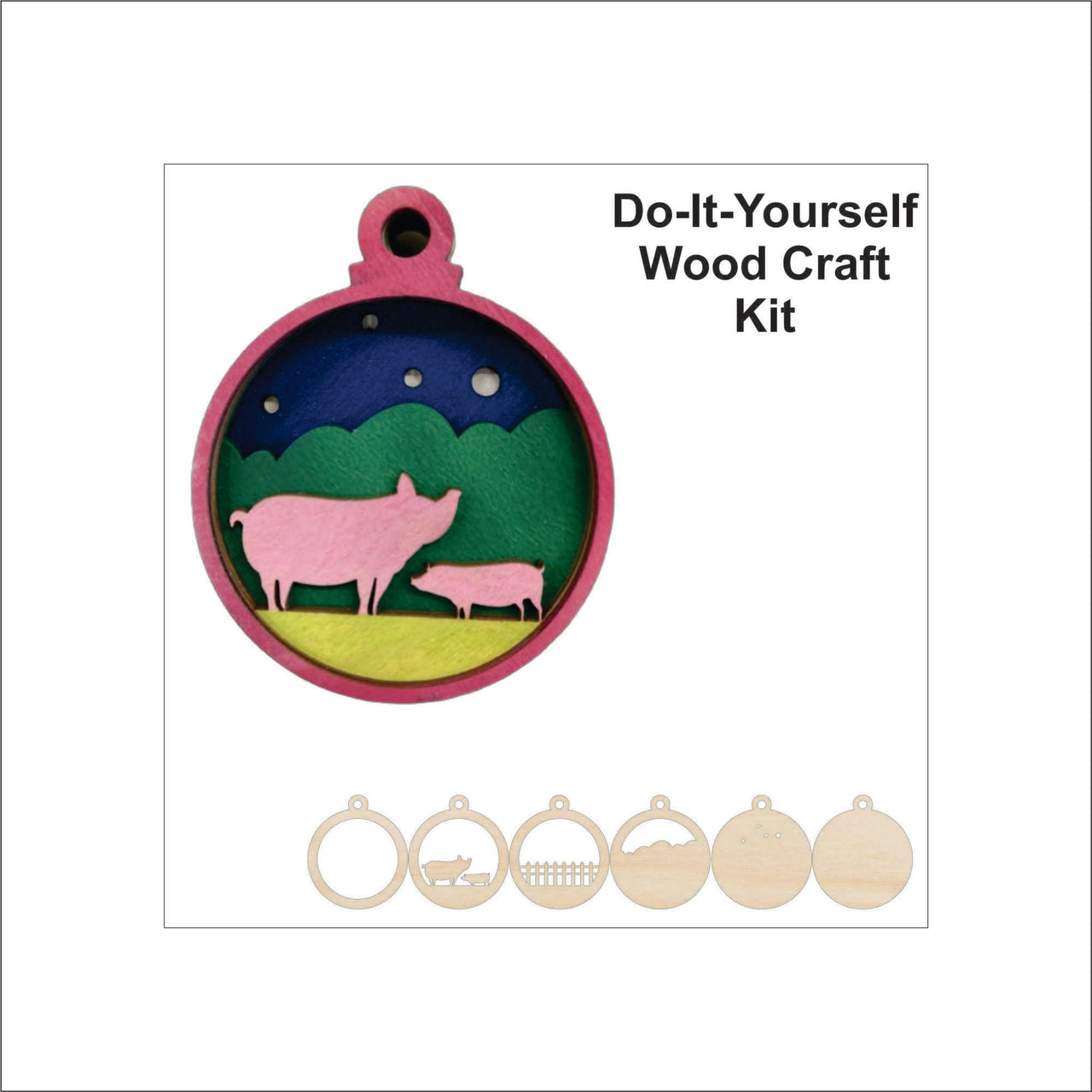 Pig 3D Laser Cut Ornament – Baltic Birch Wood Craft Supplies | DIY Wood Ornament Kit AN19 - The Wood Shape Store