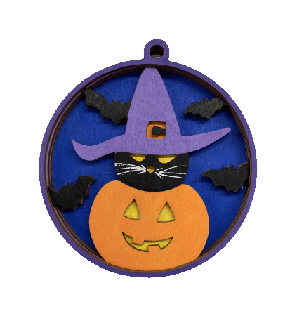 Pumpkin 3D Laser Cut Ornament – Baltic Birch Wood Craft Supplies | DIY Wood Ornament Kit HA28 - The Wood Shape Store