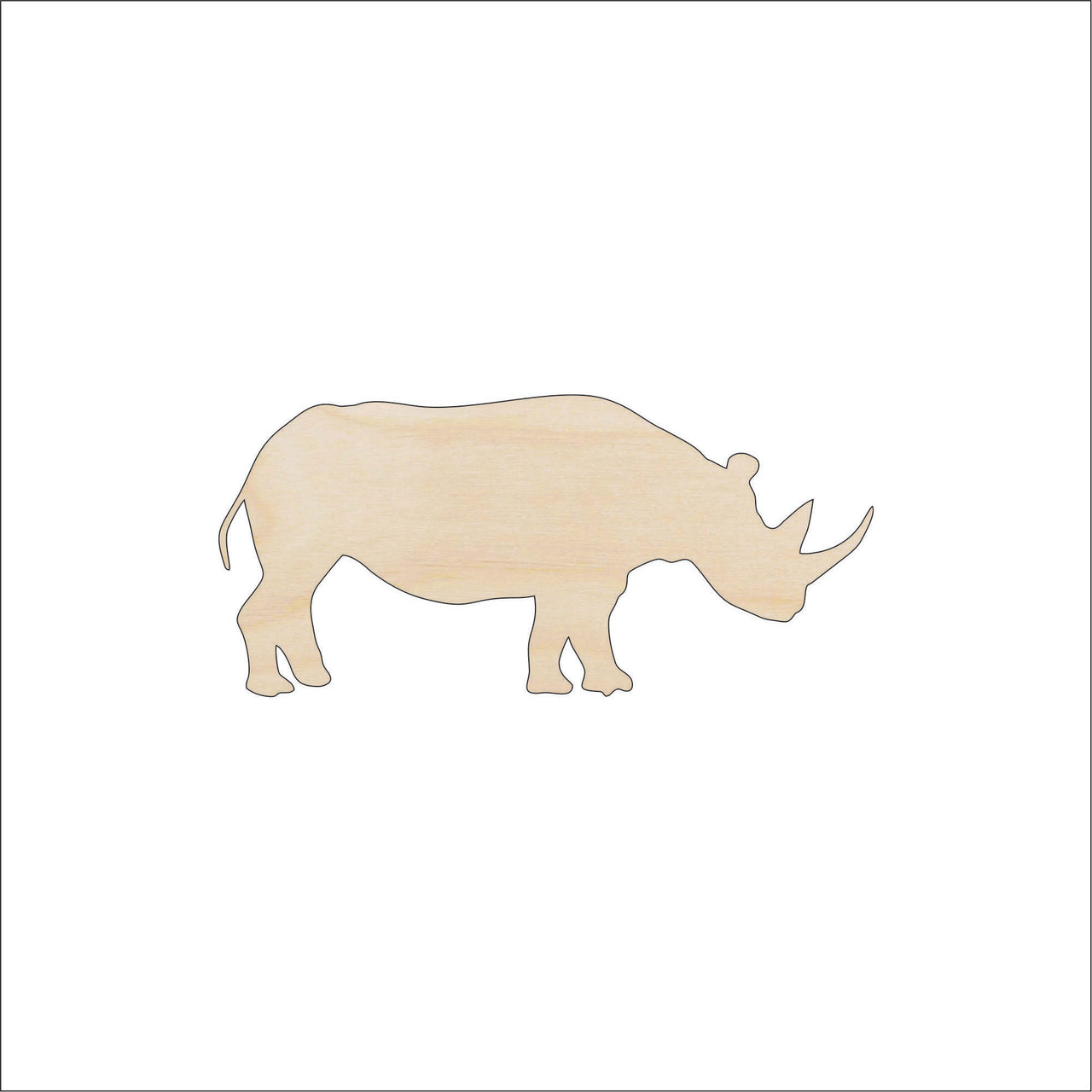 Rhino Wood Craft Shape – Laser Cut Baltic Birch Unfinished DIY Wood Art Supplies ANML61 - The Wood Shape Store