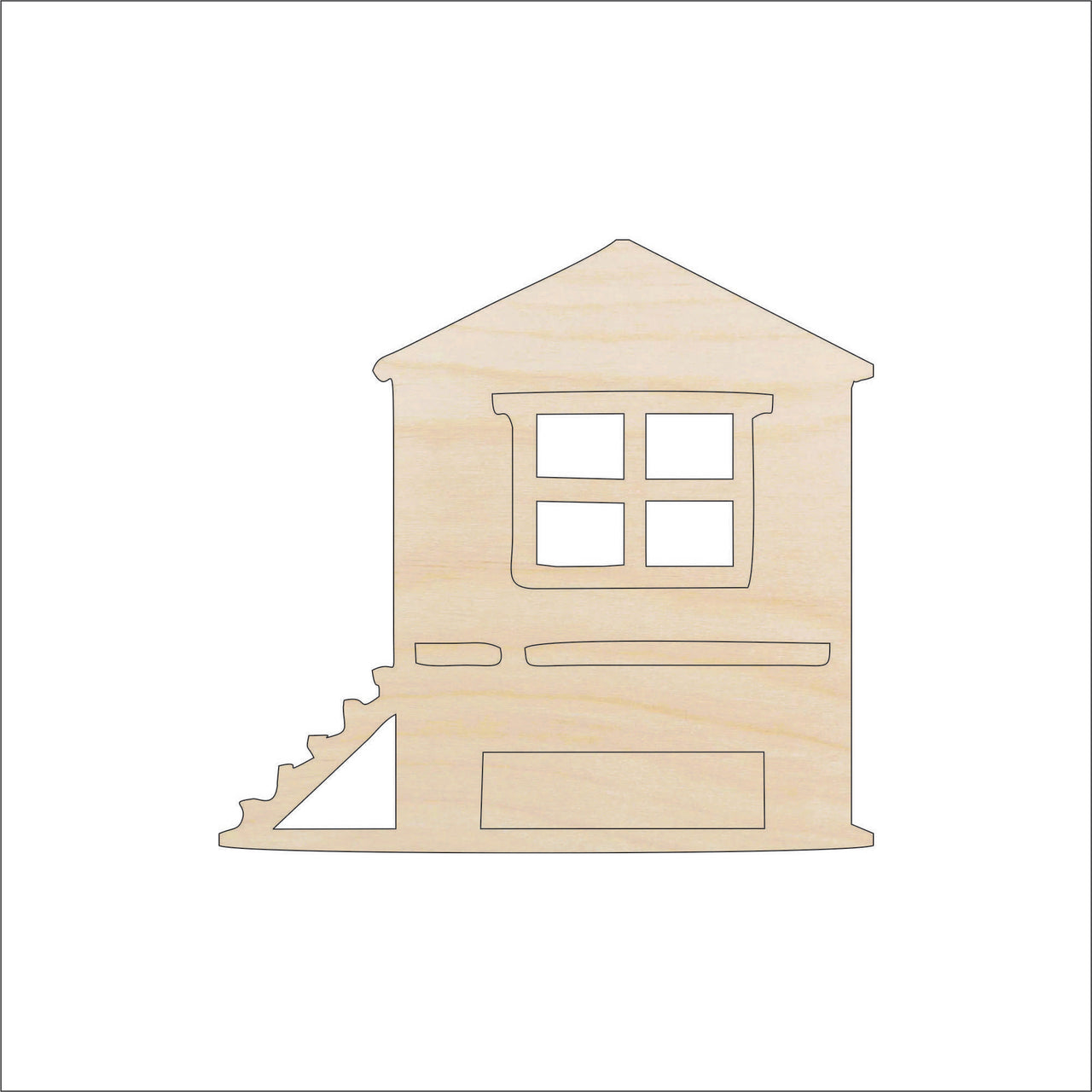 Beach House Wood Craft Shape - Laser Cut Baltic Birch Unfinished DIY Wood Art Supplies BLD140 - The Wood Shape Store