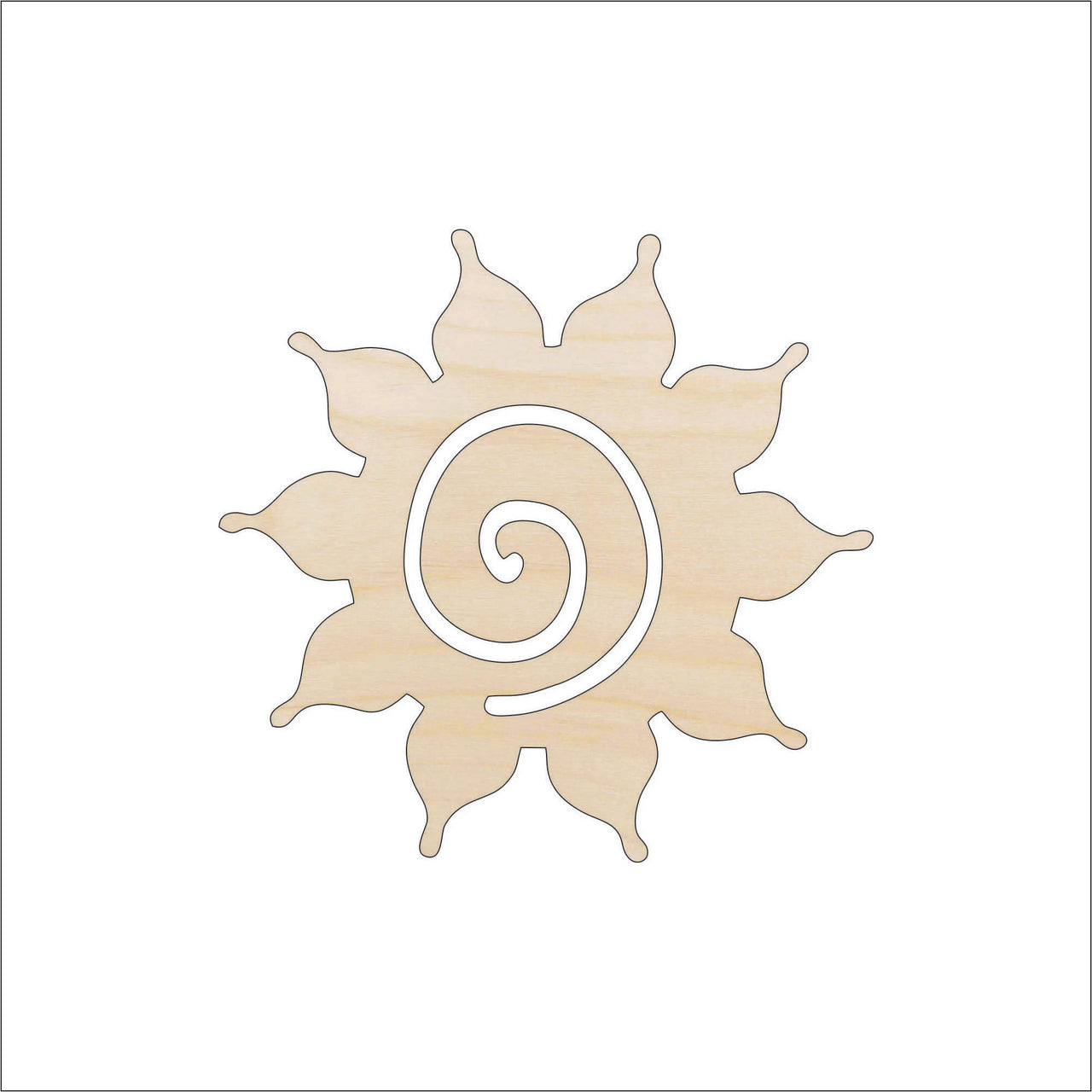 Sun Wood Craft Shape - Laser Cut Baltic Birch Unfinished DIY Wood Art Supplies SKY91 - The Wood Shape Store