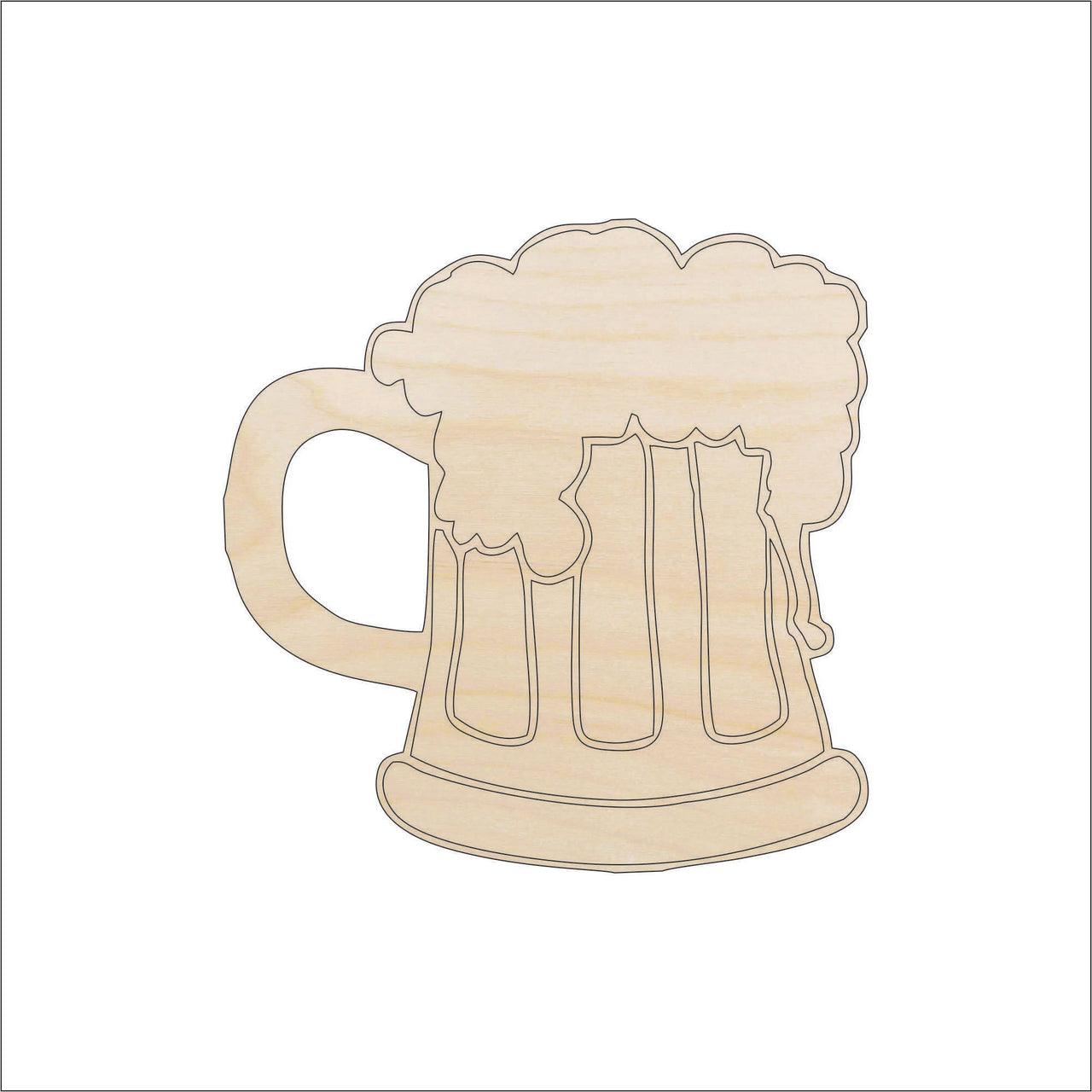 Beer Mug Wood Craft Shape - Laser Cut Baltic Birch Unfinished DIY Wood Art Supplies FOD4 - The Wood Shape Store