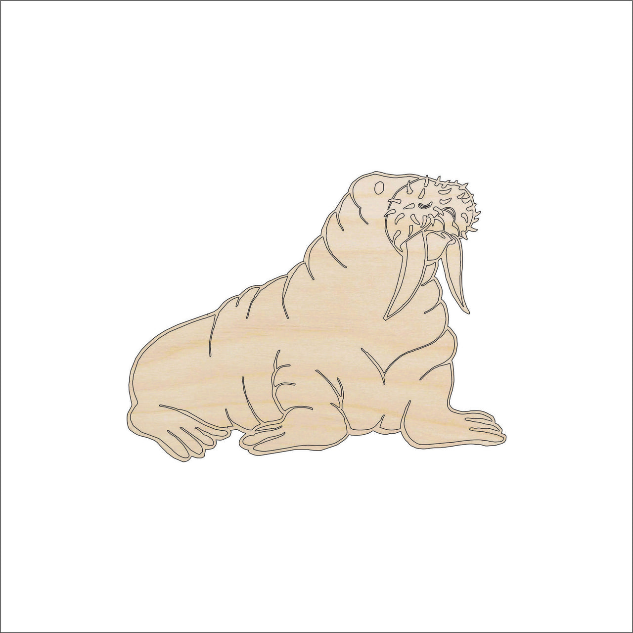 Walrus Wood Craft Shape – Laser Cut Baltic Birch Unfinished DIY Wood Art Supplies ANML37 - The Wood Shape Store