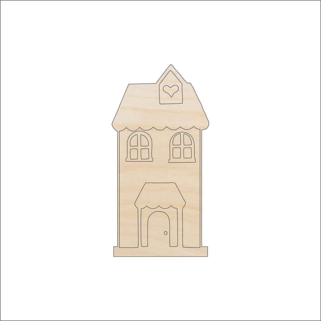 House Wood Craft Shape – Laser Cut Baltic Birch Unfinished DIY Wood Art Supplies BLD24 - The Wood Shape Store