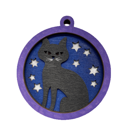 Cat 3D Laser Cut Ornament – Baltic Birch Wood Craft Supplies | DIY Wood Ornament Kit HA27 - The Wood Shape Store