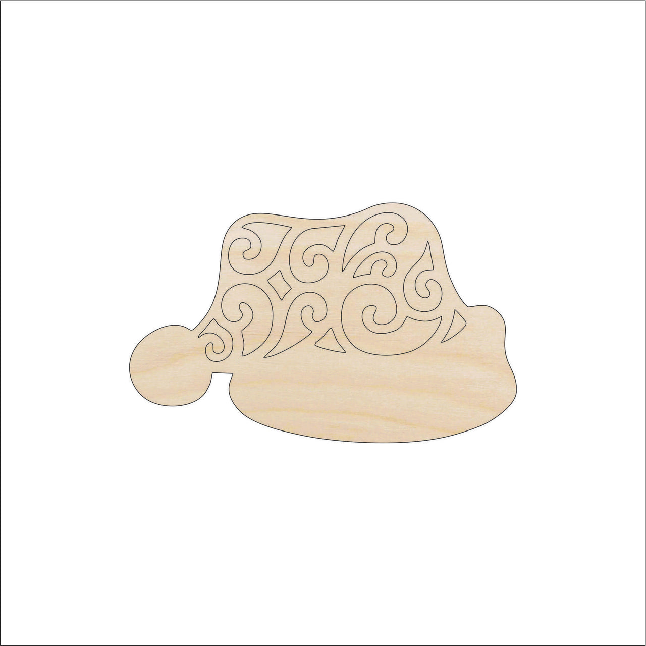 Santa Hat Wood Craft Shape - Laser Cut Baltic Birch Unfinished DIY Wood Art Supplies XMS35 - The Wood Shape Store