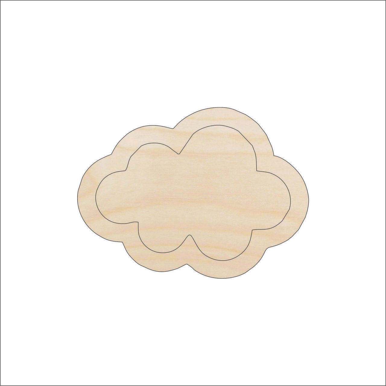 Cloud Wood Craft Shape - Laser Cut Baltic Birch Unfinished DIY Wood Art Supplies SKY68 - The Wood Shape Store