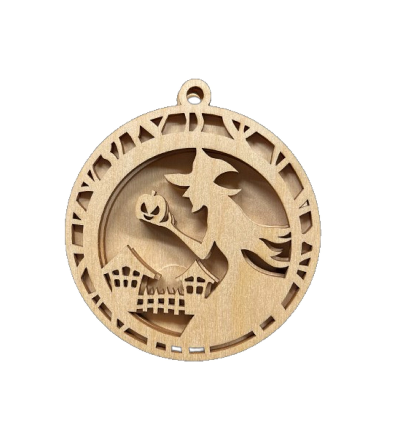 Witch 3D Laser Cut Ornament – Baltic Birch Wood Craft Supplies | DIY Wood Ornament Kit HA29 - The Wood Shape Store