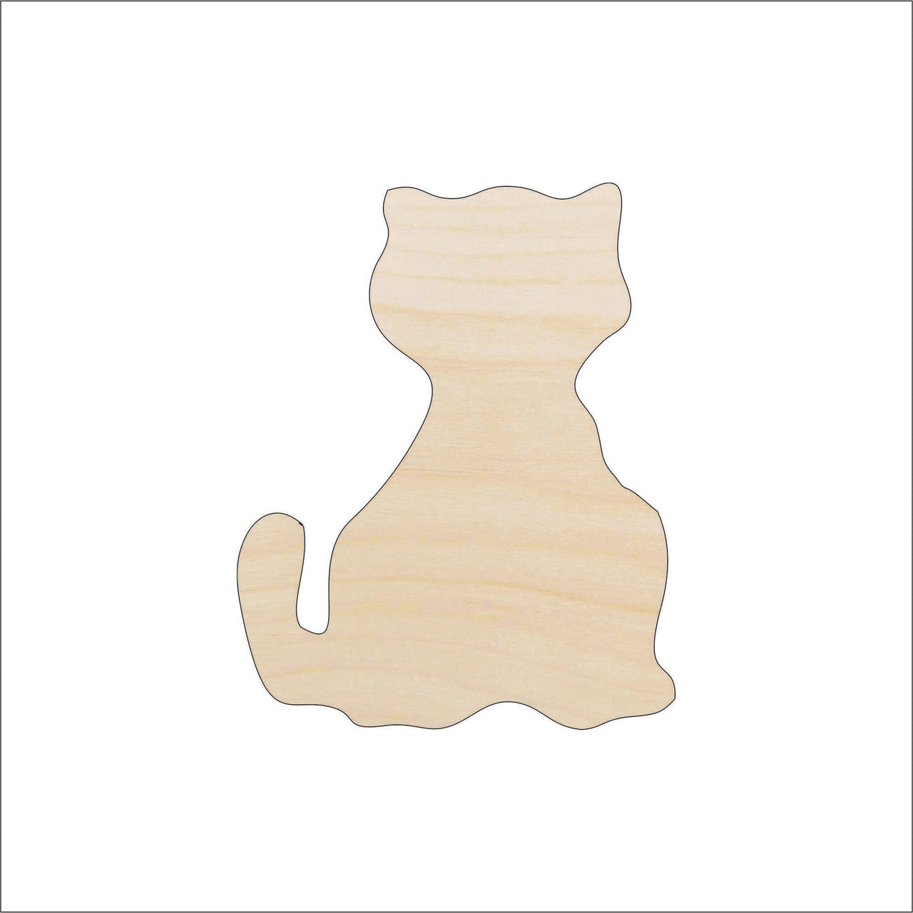 Cat Wood Craft Shape - Laser Cut Baltic Birch Unfinished DIY Wood Art Supplies CAT15 - The Wood Shape Store