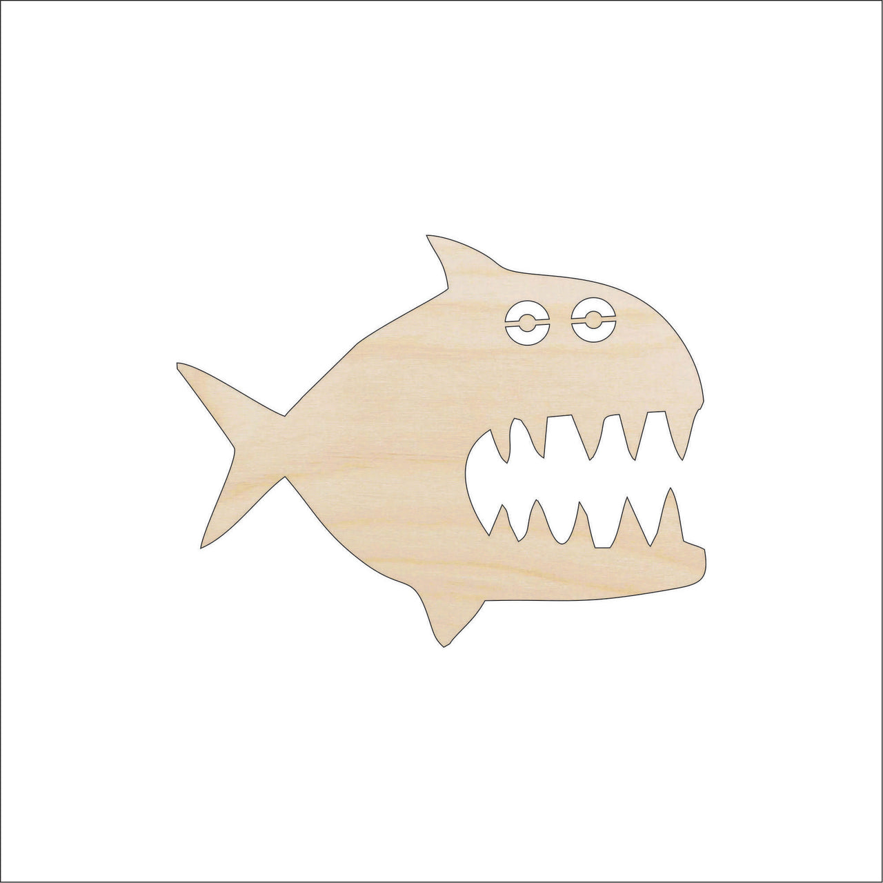 Piranha Wood Craft Shape - Laser Cut Baltic Birch Unfinished DIY Wood Art Supplies FSH29 - The Wood Shape Store