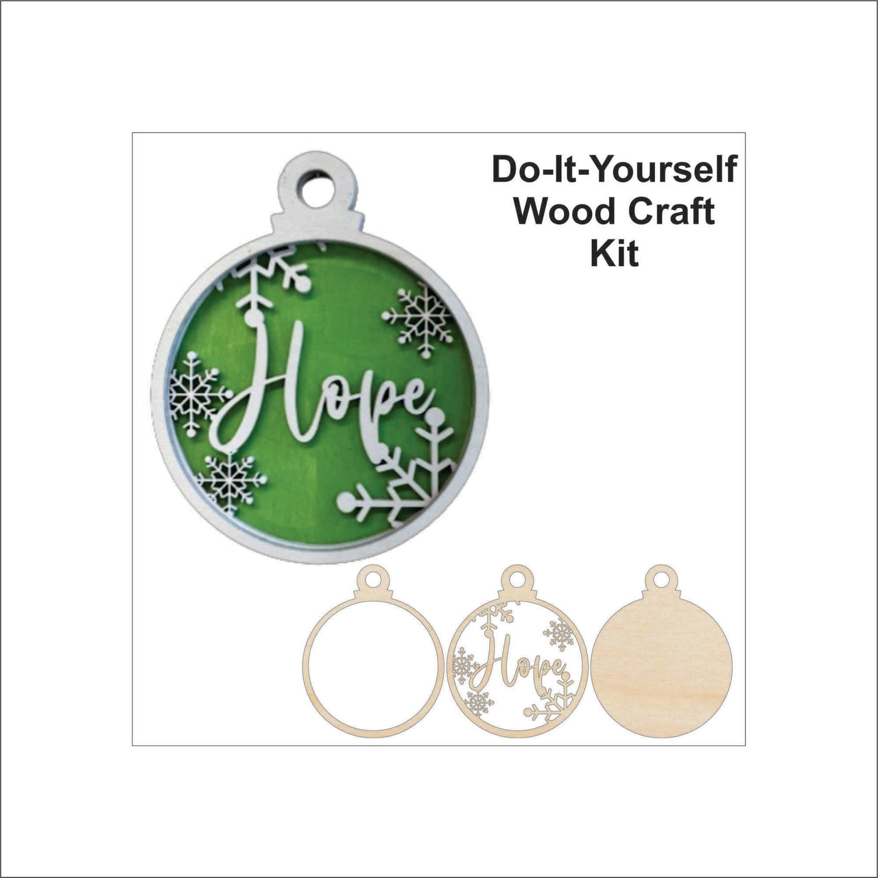 Hope 3D Laser Cut Ornament – Baltic Birch Wood Craft Supplies | DIY Wood Ornament Kit RE19 - The Wood Shape Store