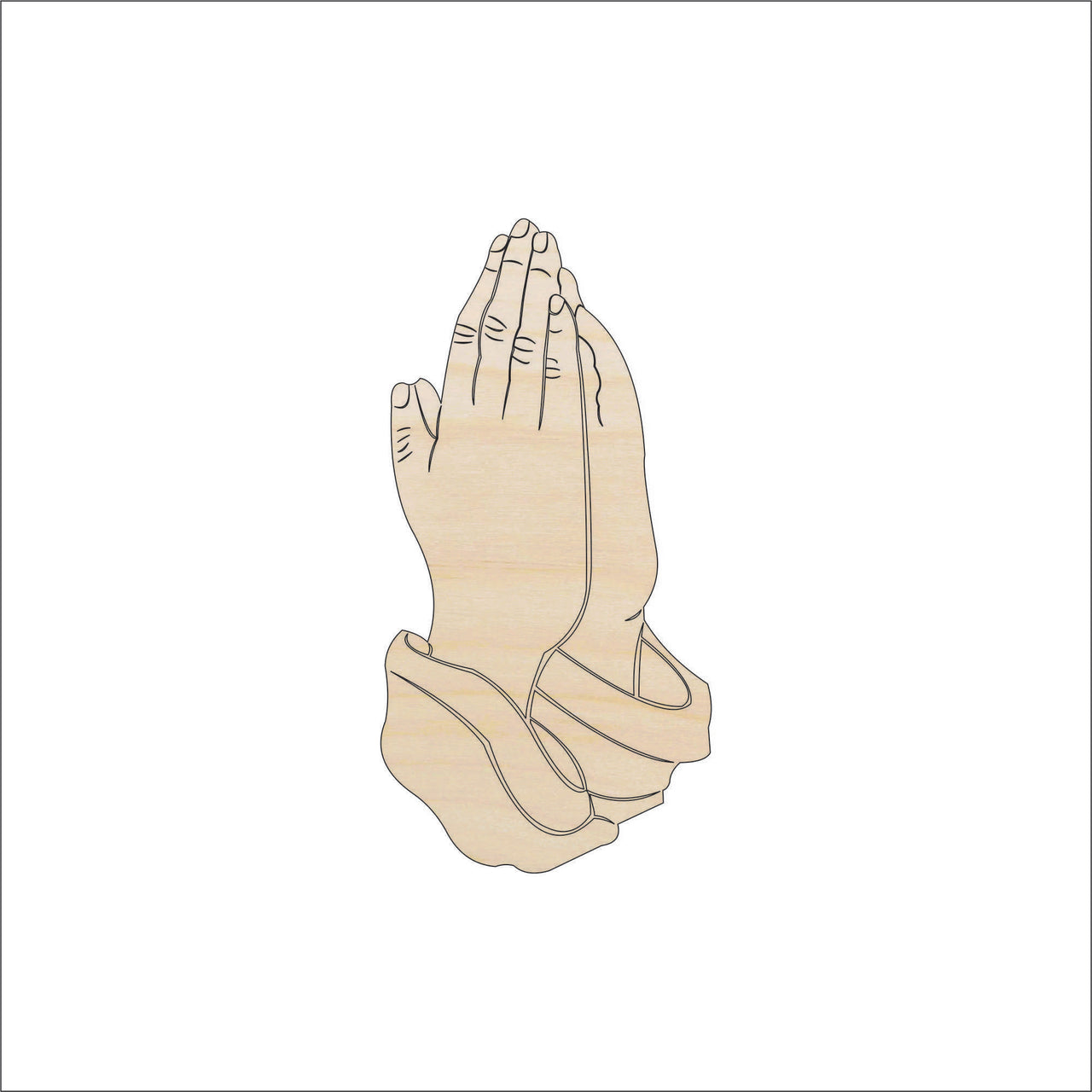 Praying Hands Wood Craft Shape - Laser Cut Baltic Birch Unfinished DIY Wood Art Supplies REL67 - The Wood Shape Store