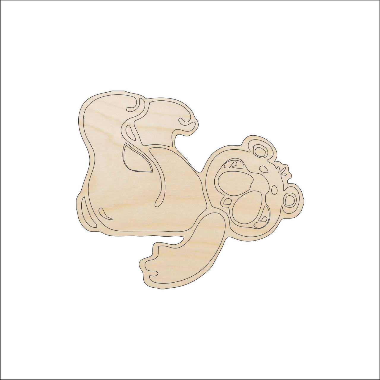 Teddy Bear Wood Craft Shape – Laser Cut Baltic Birch Unfinished DIY Wood Art Supplies BER79 - The Wood Shape Store