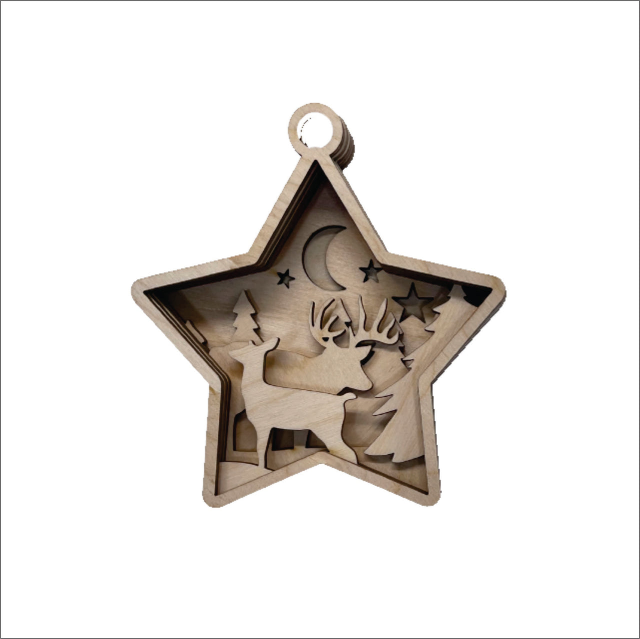 Deer 3D Laser Cut Ornament – Baltic Birch Wood Craft Supplies | DIY Wood Ornament Kit AN56 - The Wood Shape Store