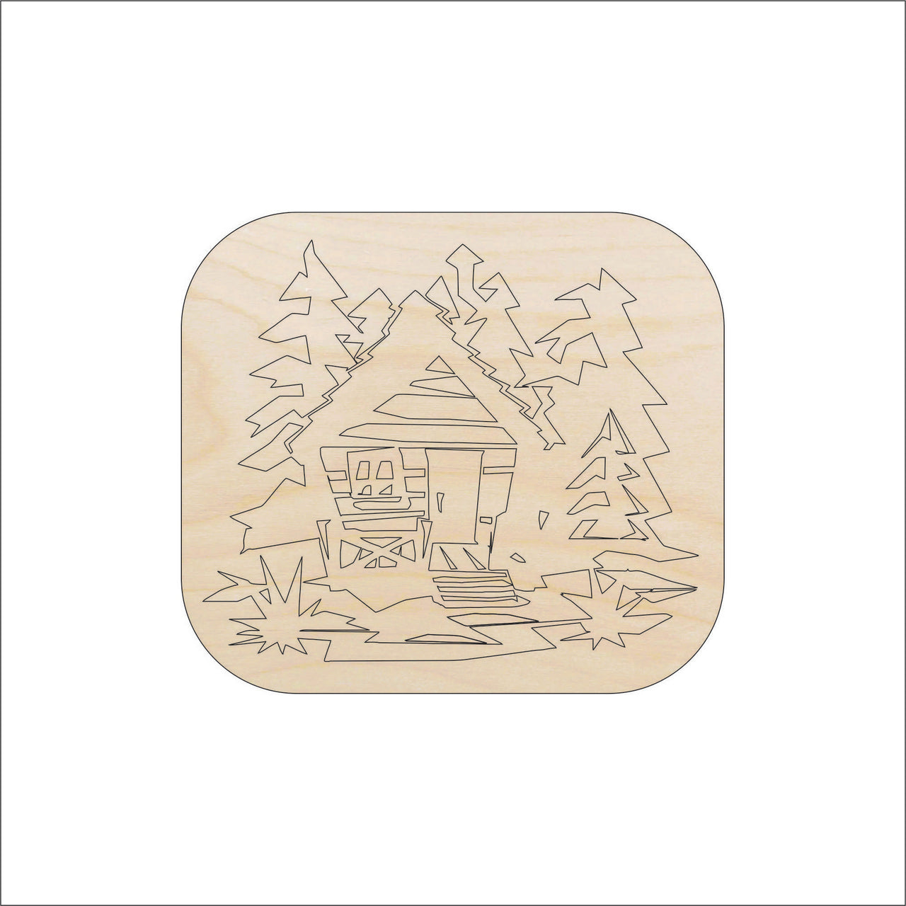 Cabin Wood Craft Shape - Laser Cut Baltic Birch Unfinished DIY Wood Art Supplies BLD84 - The Wood Shape Store