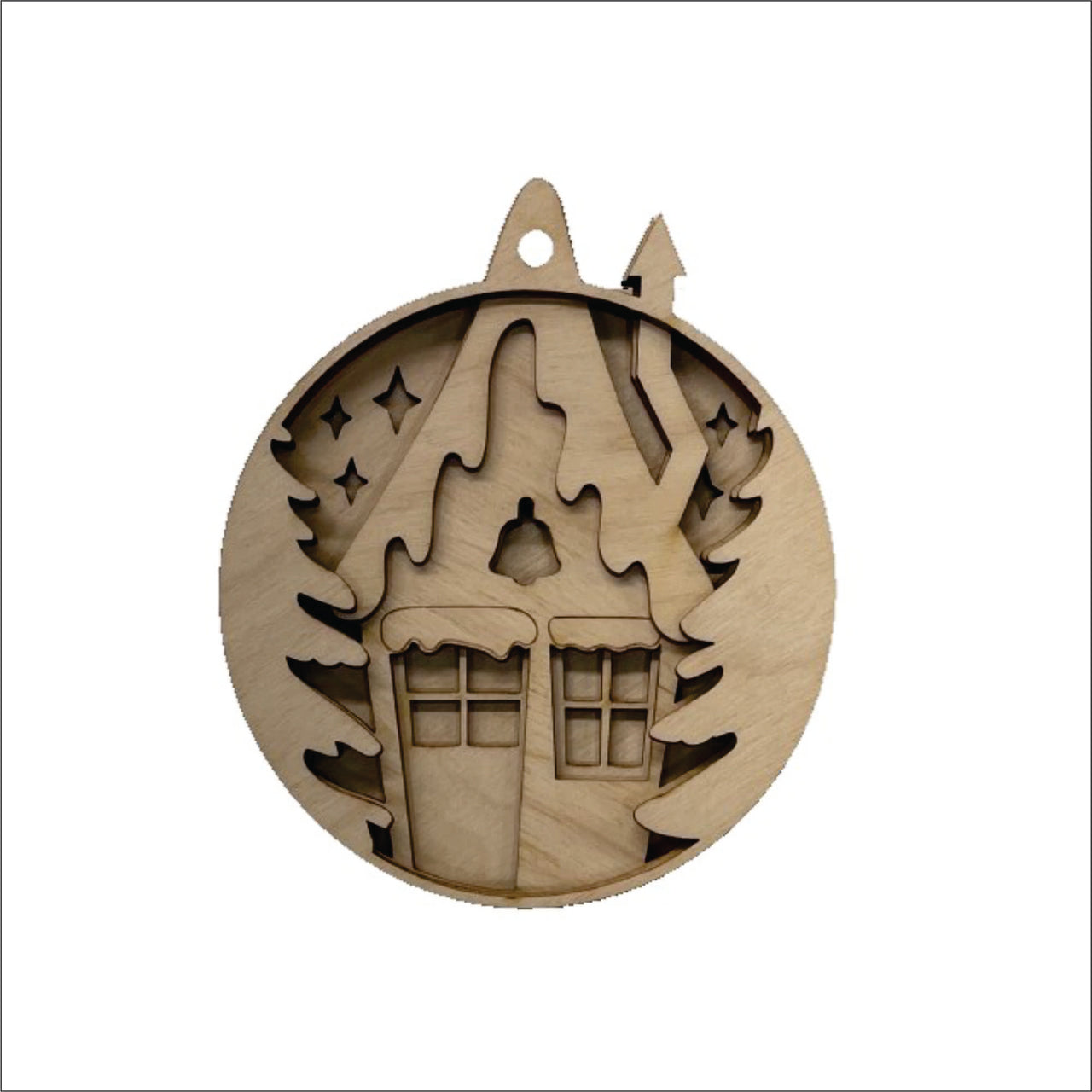 House 3D Laser Cut Ornament – Baltic Birch Wood Craft Supplies | DIY Wood Ornament Kit XM73 - The Wood Shape Store