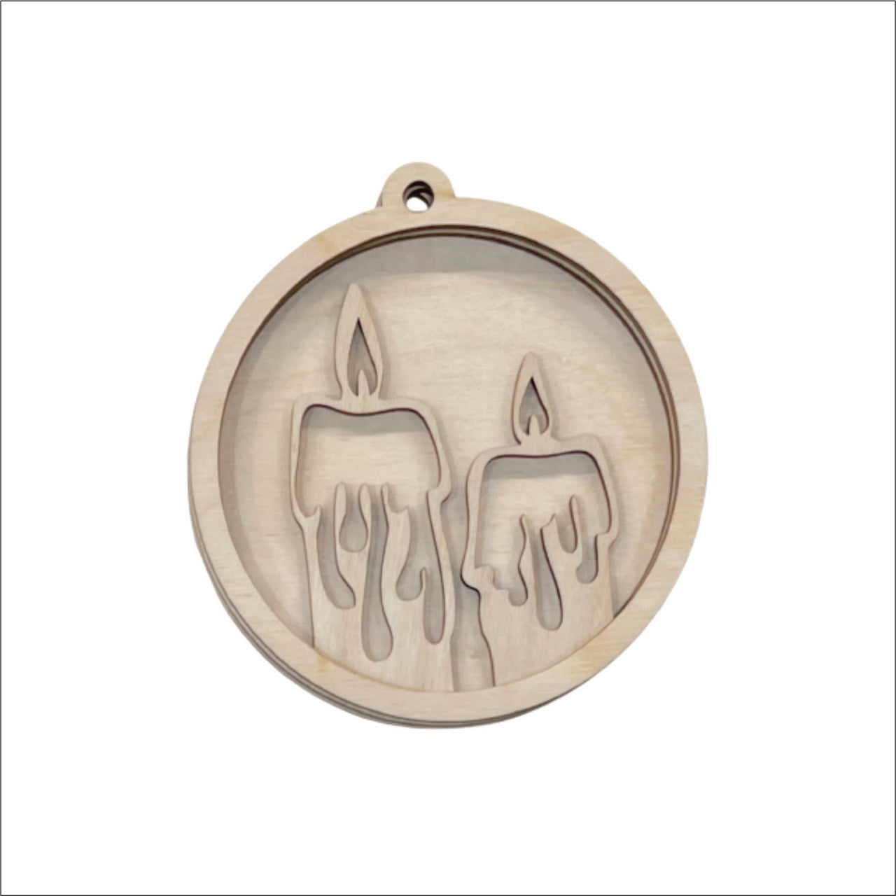 Candle 3D Laser Cut Ornament – Baltic Birch Wood Craft Supplies | DIY Wood Ornament Kit XM62 - The Wood Shape Store