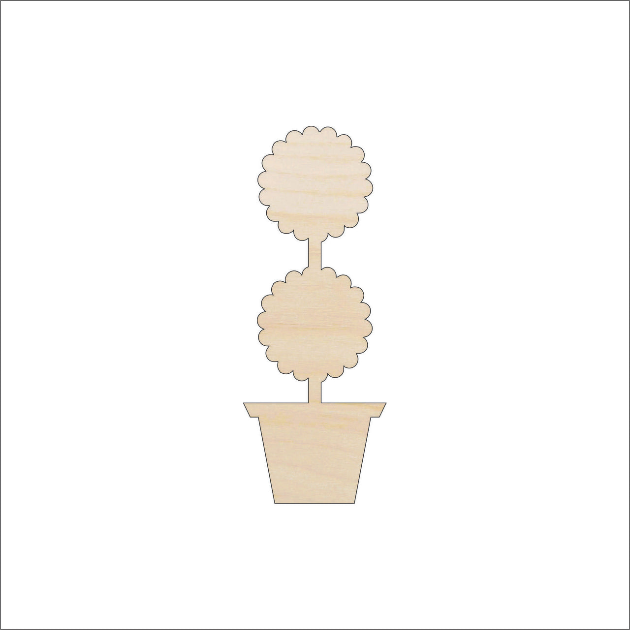 Topiary Wood Craft Shape - Laser Cut Baltic Birch Unfinished DIY Wood Art Supplies FLR5 - The Wood Shape Store