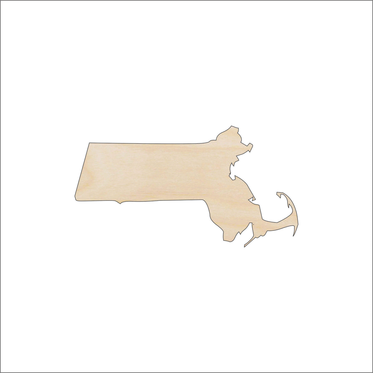 Massachusetts Wood Craft Shape - Laser Cut Baltic Birch Unfinished Art Supplies STAT69 - The Wood Shape Store