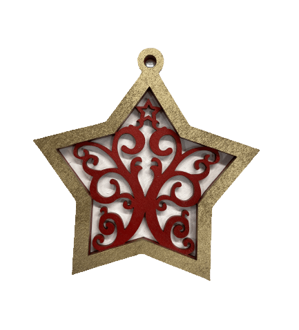 Star 3D Laser Cut Ornament – Baltic Birch Wood Craft Supplies | DIY Wood Ornament Kit DS17 - The Wood Shape Store
