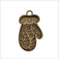 Mitten 3D Laser Cut Ornament – Baltic Birch Wood Craft Supplies | DIY Wood Ornament Kit XM45 - The Wood Shape Store