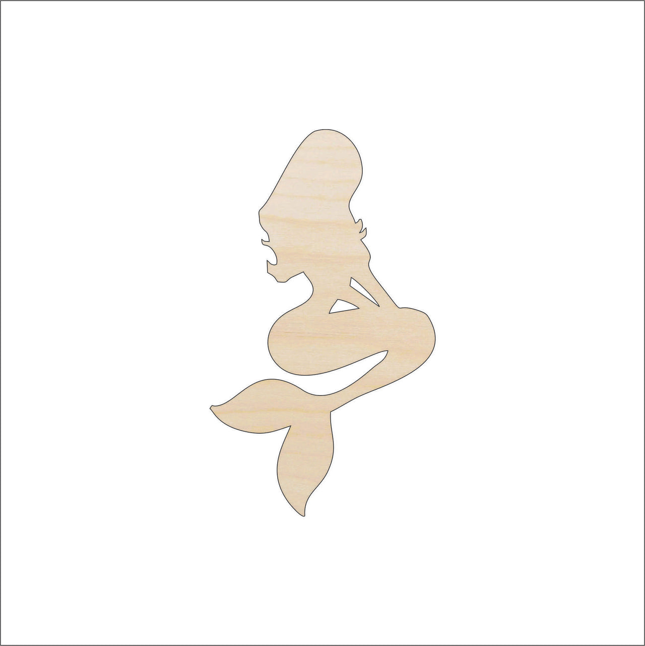 Mermaid Wood Craft Shape - Laser Cut Baltic Birch Unfinished DIY Wood Art Supplies SEA2 - The Wood Shape Store