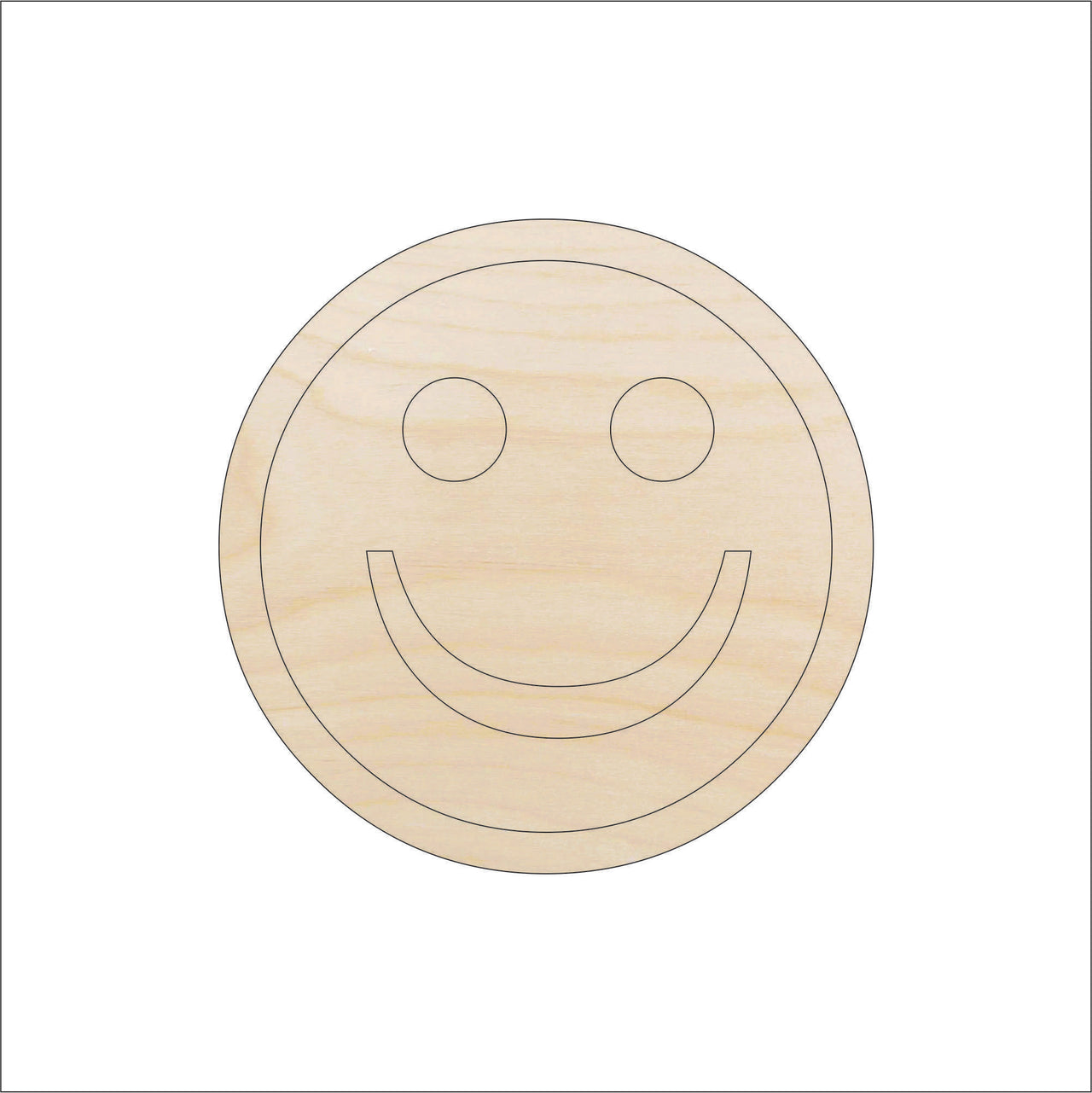 Happy Face Wood Craft Shape - Laser Cut Baltic Birch Unfinished DIY Wood Art Supplies SGN6 - The Wood Shape Store