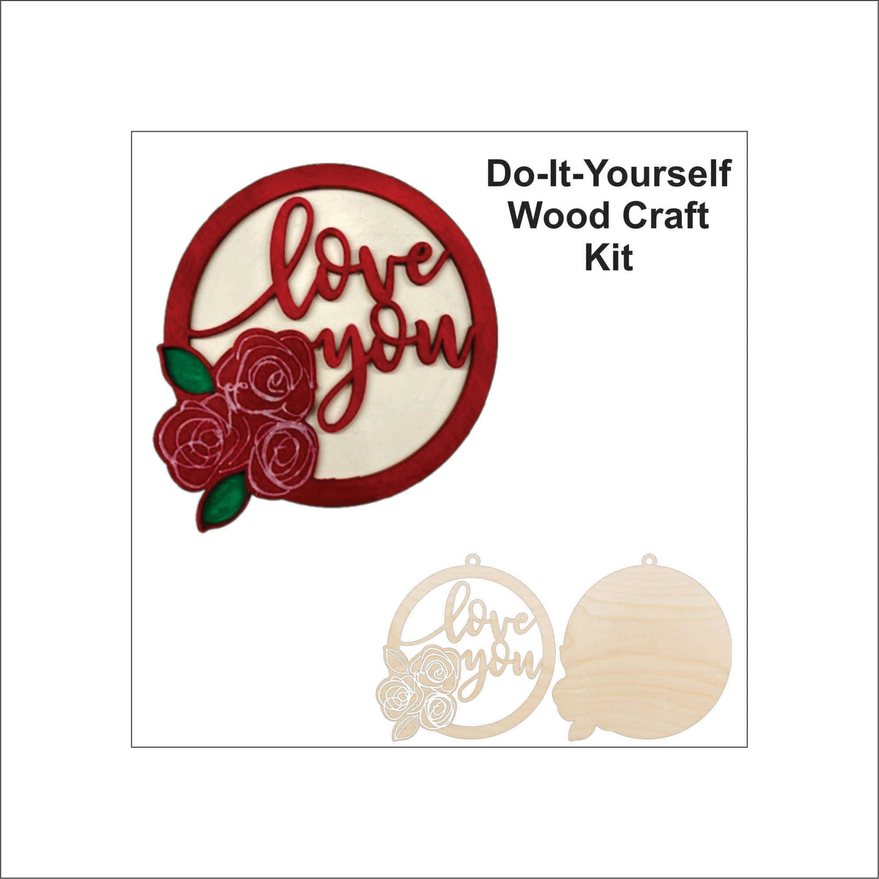 Love You 3D Laser Cut Ornament – Baltic Birch Wood Craft Supplies | DIY Kit VL102 - The Wood Shape Store