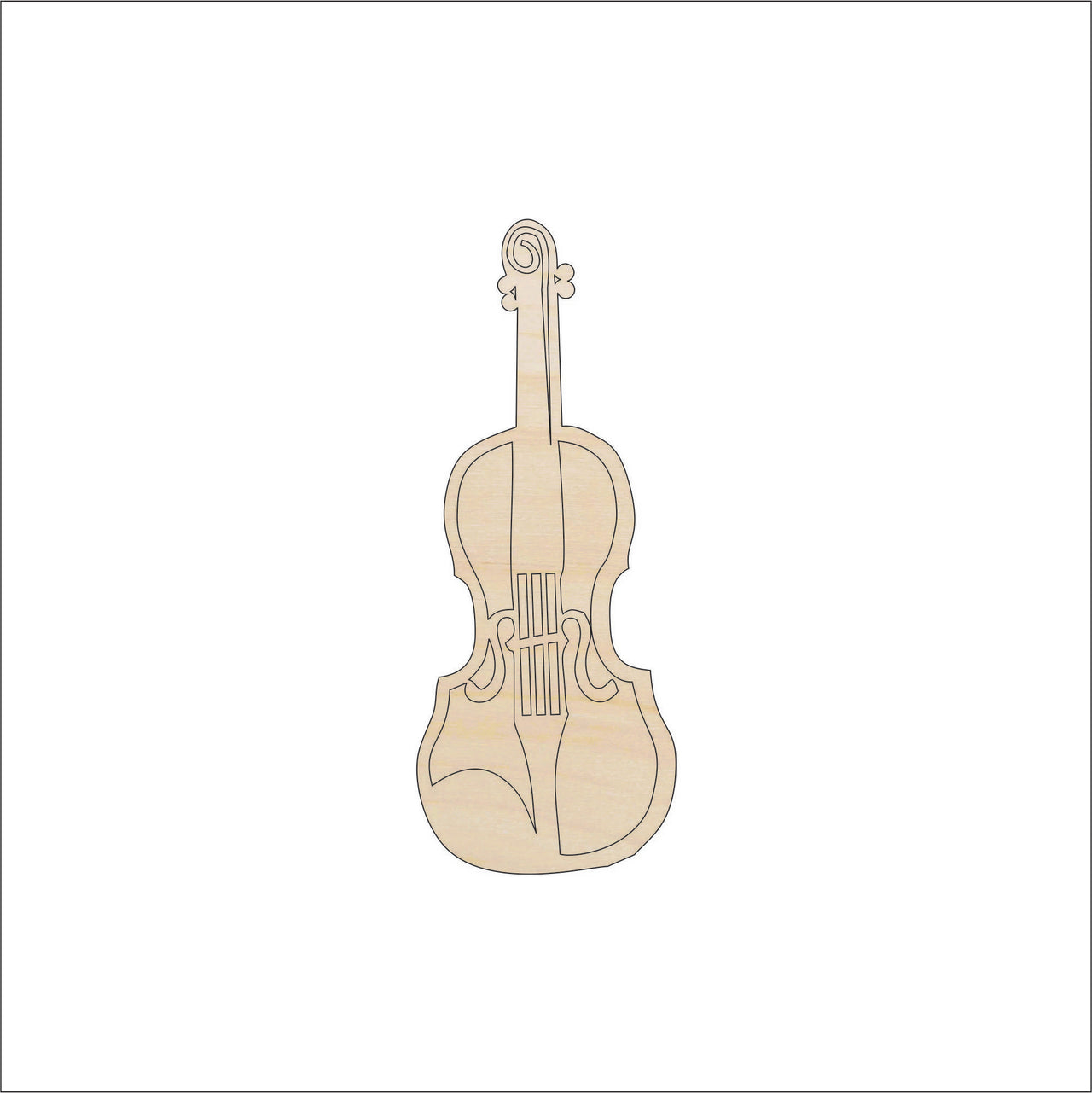 Violin Wood Craft Shape - Laser Cut Baltic Birch Unfinished DIY Wood Art Supplies MSC13 - The Wood Shape Store