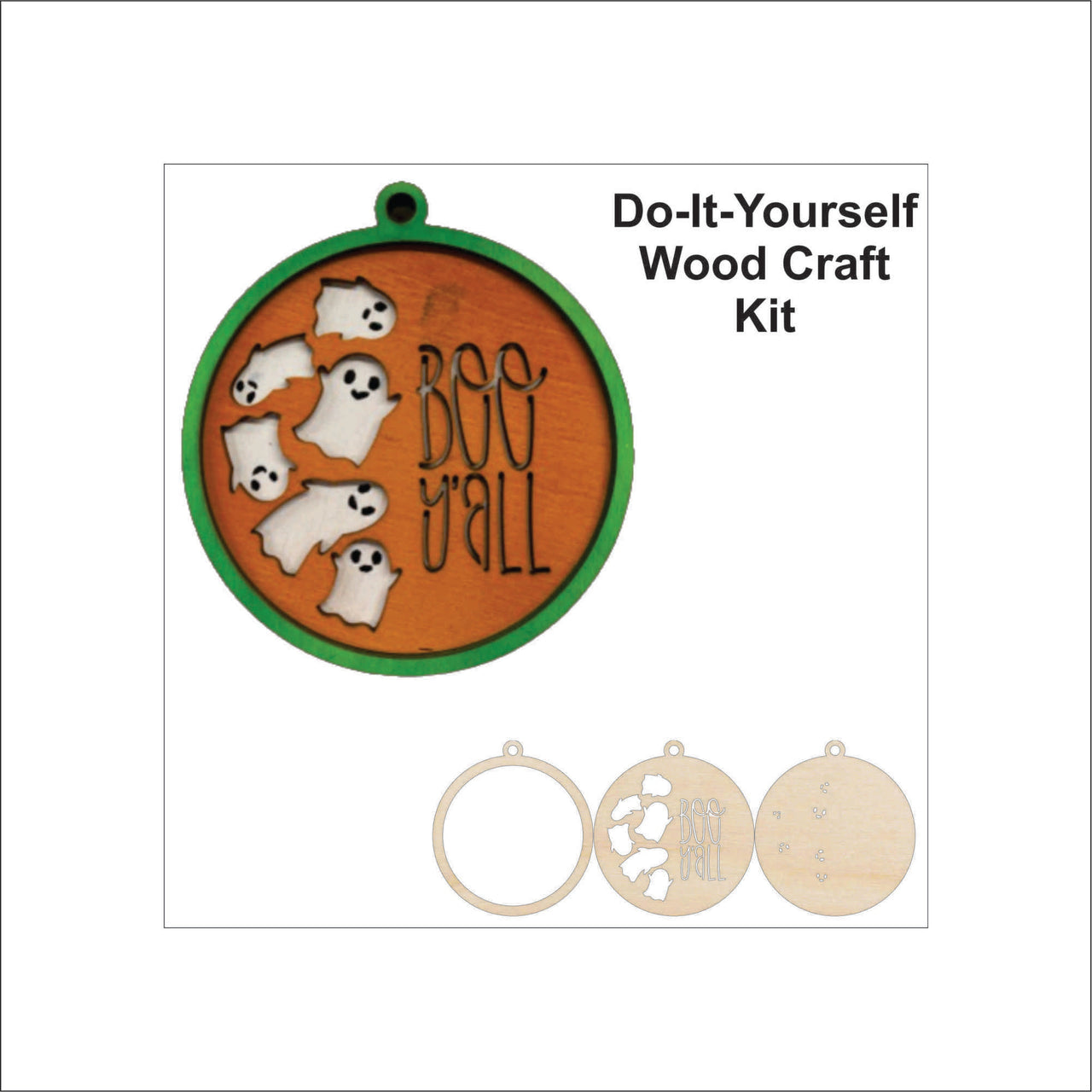 Boo 3D Laser Cut Ornament – Baltic Birch Wood Craft Supplies | DIY Wood Ornament Kit HA1 - The Wood Shape Store