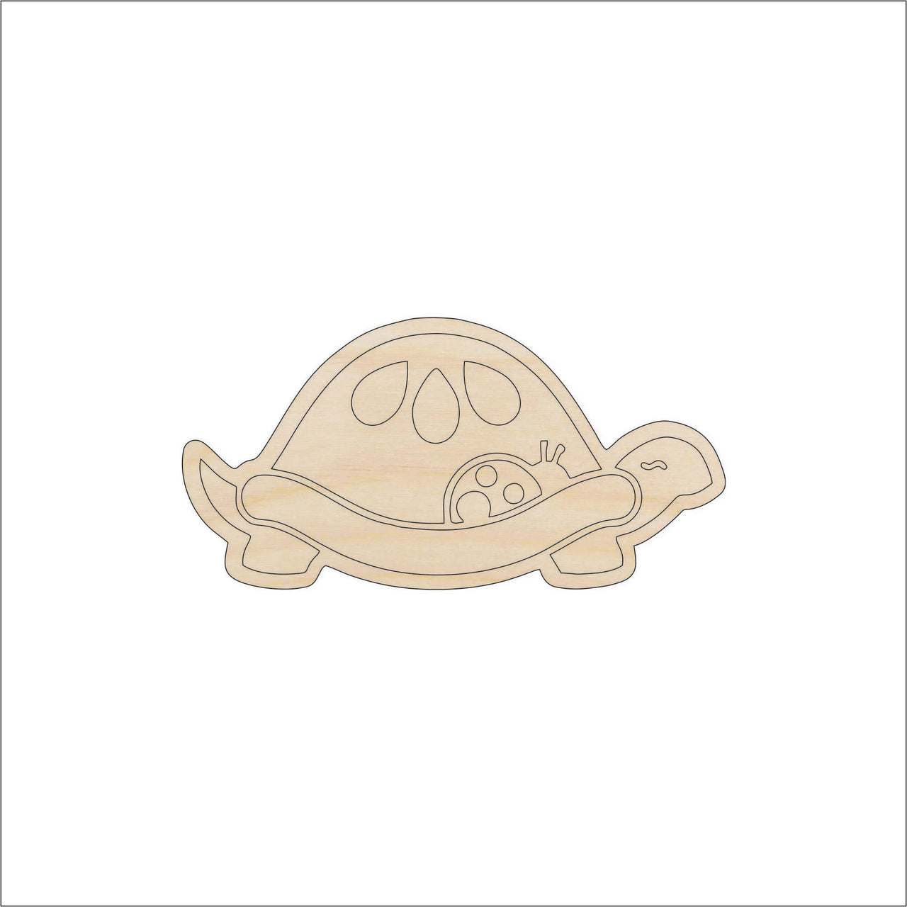 Turtle Wood Craft Shape - Laser Cut Baltic Birch Unfinished DIY Wood Art Supplies REP37 - The Wood Shape Store