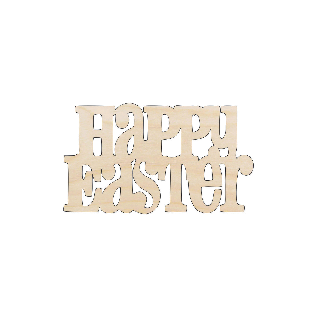 Happy Easter Wood Craft Shape - Laser Cut Baltic Birch Unfinished DIY Wood Art Supplies ESR20 - The Wood Shape Store