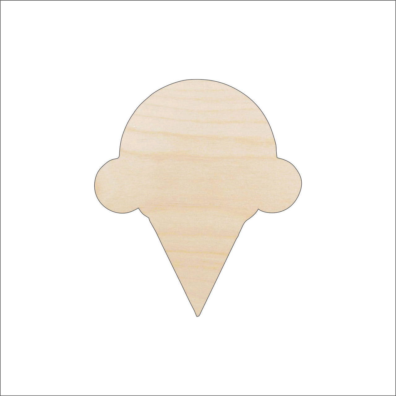 Ice Cream Wood Craft Shape - Laser Cut Baltic Birch Unfinished DIY Wood Art Supplies FOD124 - The Wood Shape Store