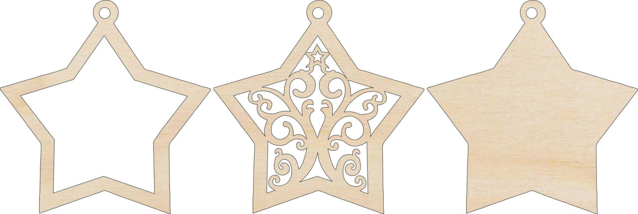 Star 3D Laser Cut Ornament – Baltic Birch Wood Craft Supplies | DIY Wood Ornament Kit DS17 - The Wood Shape Store