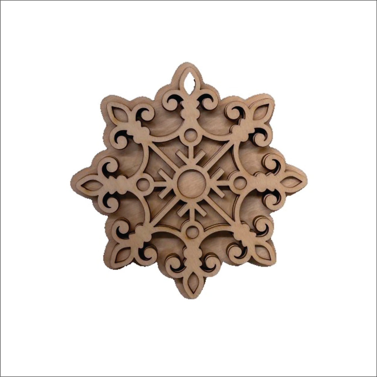 Snowflake 3D Laser Cut Ornament – Baltic Birch Wood Craft Supplies | DIY Wood Ornament Kit DS14 - The Wood Shape Store