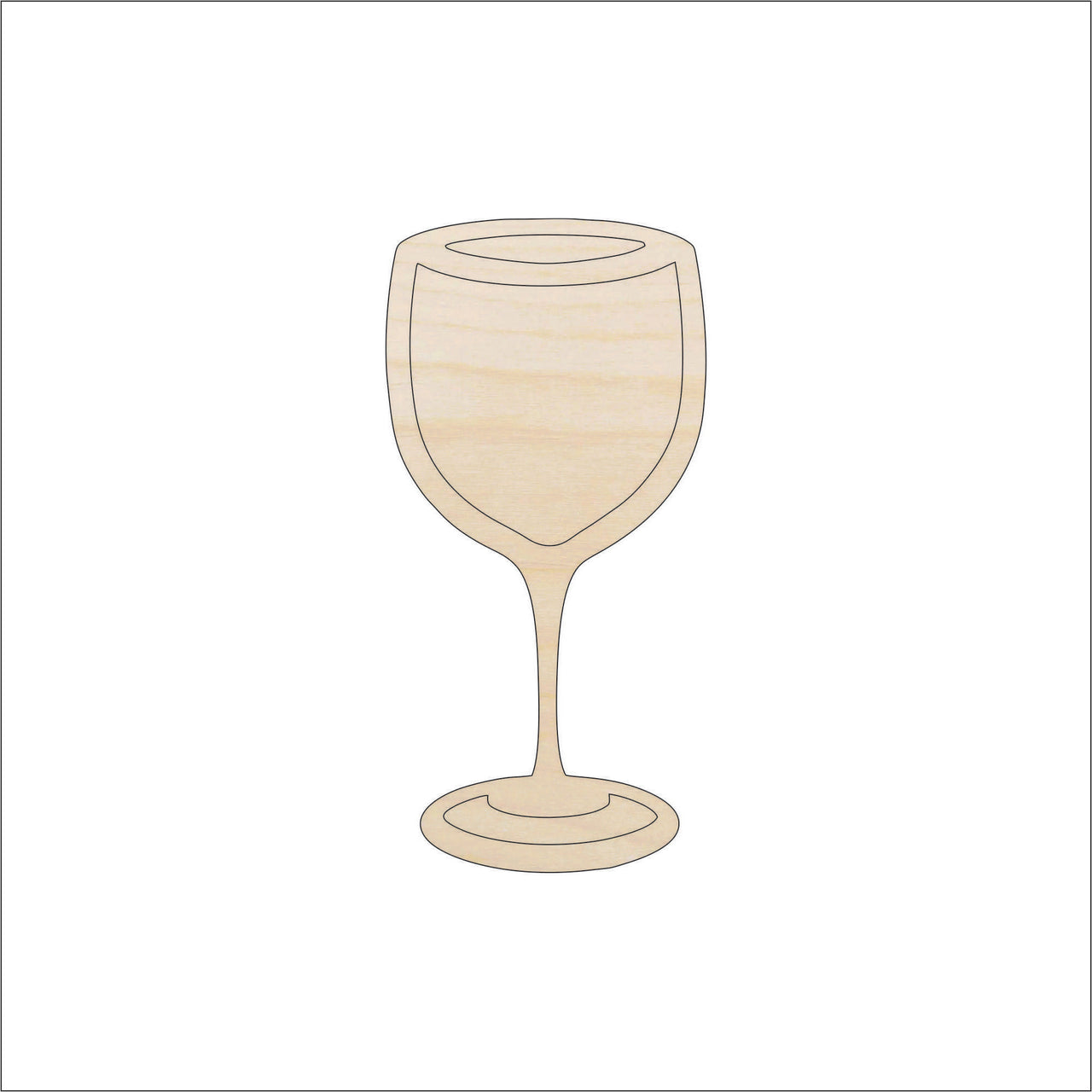 Wine Glass Wood Craft Shape - Laser Cut Baltic Birch Unfinished DIY Wood Art Supplies FOD2 - The Wood Shape Store