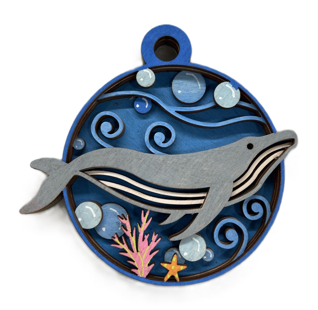 Whale 3D Laser Cut Ornament – Baltic Birch Wood Craft Supplies | DIY Wood Ornament Kit BC1 - The Wood Shape Store