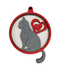 Cat 3D Laser Cut Ornament – Baltic Birch Wood Craft Supplies | DIY Wood Ornament Kit AN9 - The Wood Shape Store