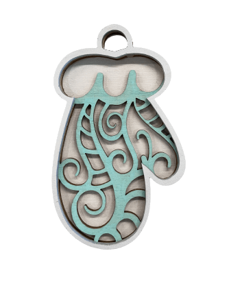 Mitten 3D Laser Cut Ornament – Baltic Birch Wood Craft Supplies | DIY Wood Ornament Kit XM45 - The Wood Shape Store