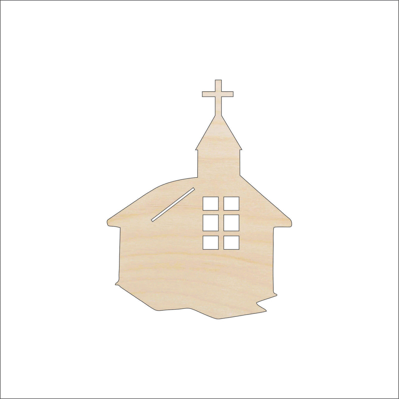 Church Wood Craft Shape - Laser Cut Baltic Birch Unfinished DIY Wood Art Supplies REL66 - The Wood Shape Store