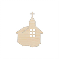 Church Wood Craft Shape - Laser Cut Baltic Birch Unfinished DIY Wood Art Supplies REL66 - The Wood Shape Store