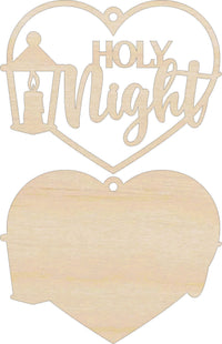Holy Night 3D Laser Cut Ornament – Baltic Birch Wood Craft Supplies | DIY Wood Ornament Kit RE13 - The Wood Shape Store