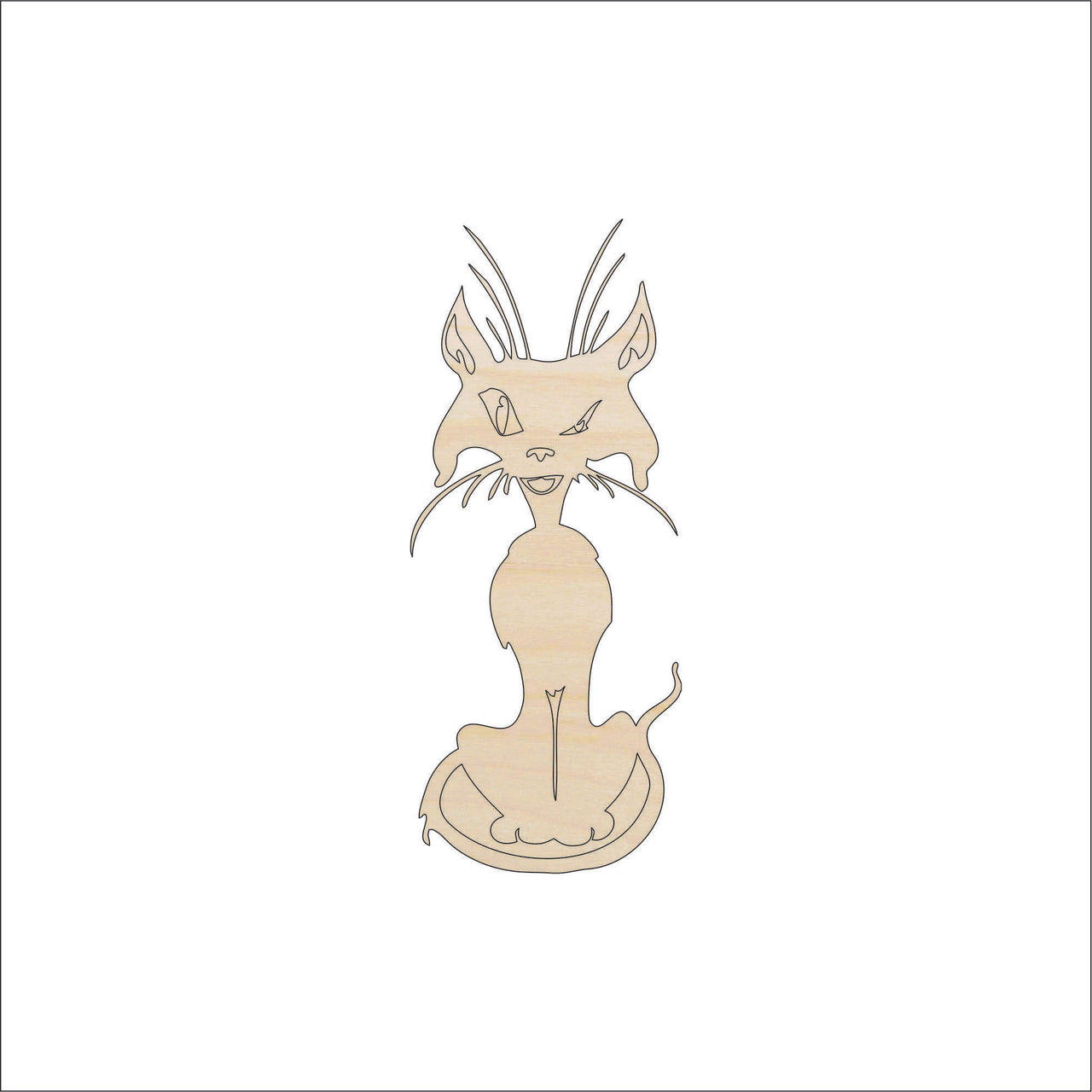 Cat Wood Craft Shape - Laser Cut Baltic Birch Unfinished DIY Wood Art Supplies CAT45 - The Wood Shape Store