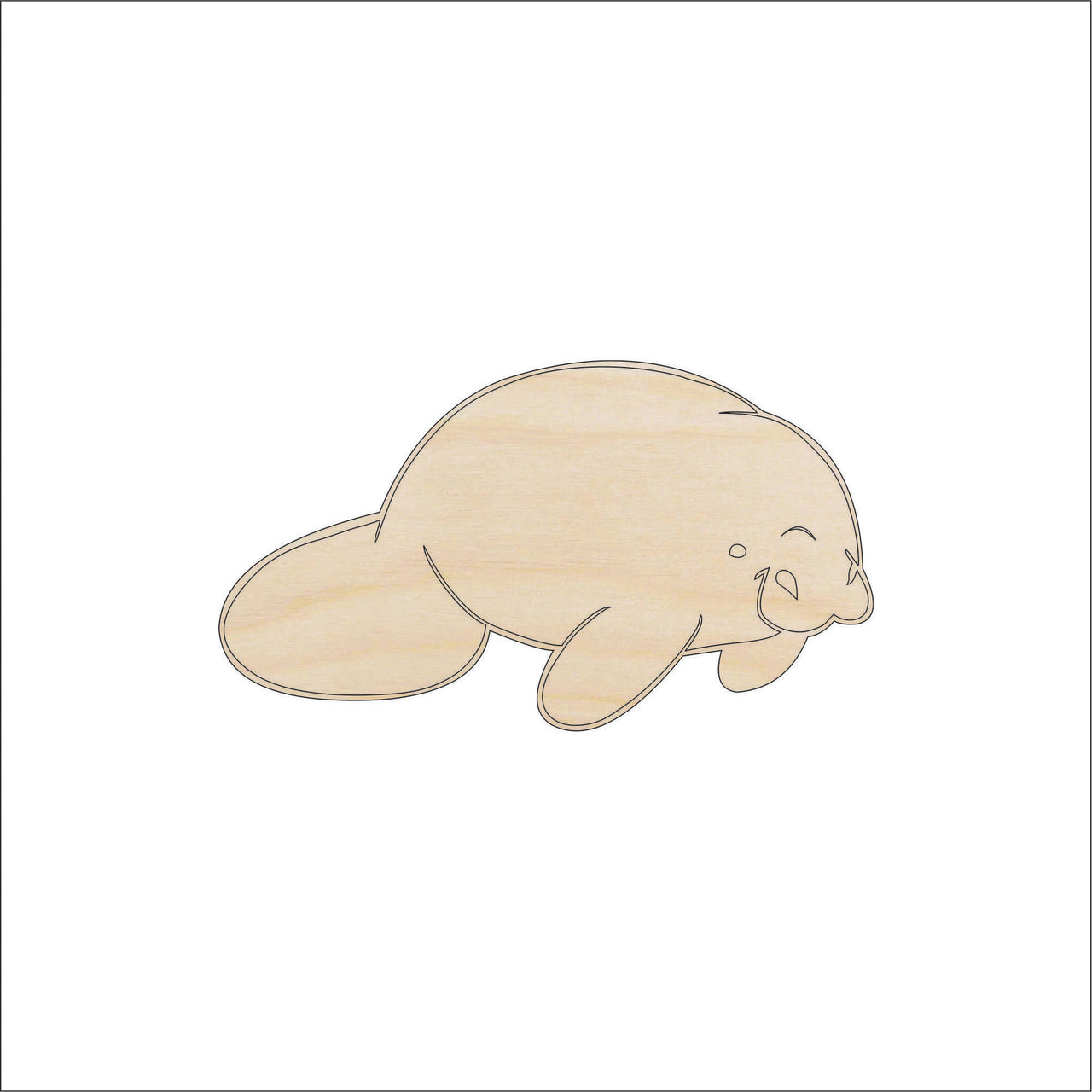 Manatee Wood Craft Shape - Laser Cut Baltic Birch Unfinished DIY Wood Art Supplies SEA34 - The Wood Shape Store