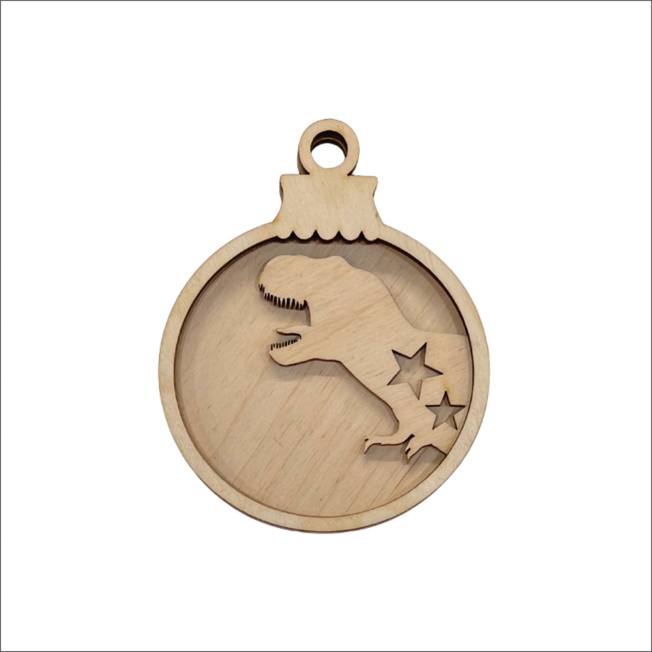 Dinosaur 3D Laser Cut Ornament - Baltic Birch Wood Craft Supplies l DIY Wood Ornament Kit MY2 - The Wood Shape Store