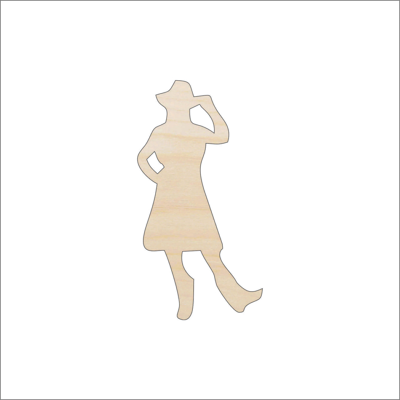 Cowgirl Wood Craft Shape - Laser Cut Baltic Birch Unfinished DIY Wood Art Supplies PPL210 - The Wood Shape Store