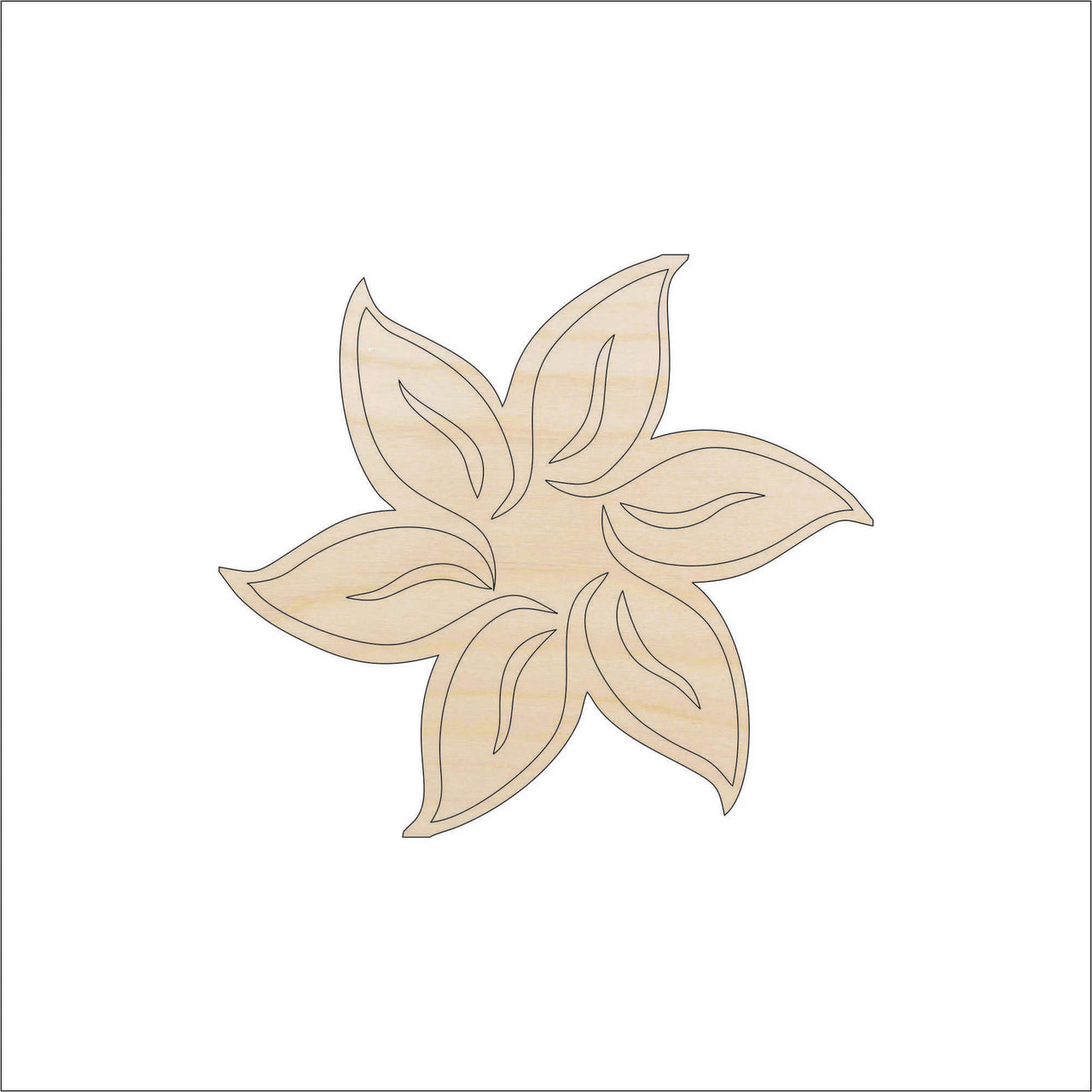 Flower Wood Craft Shape - Laser Cut Baltic Birch Unfinished DIY Wood Art Supplies FLR51 - The Wood Shape Store