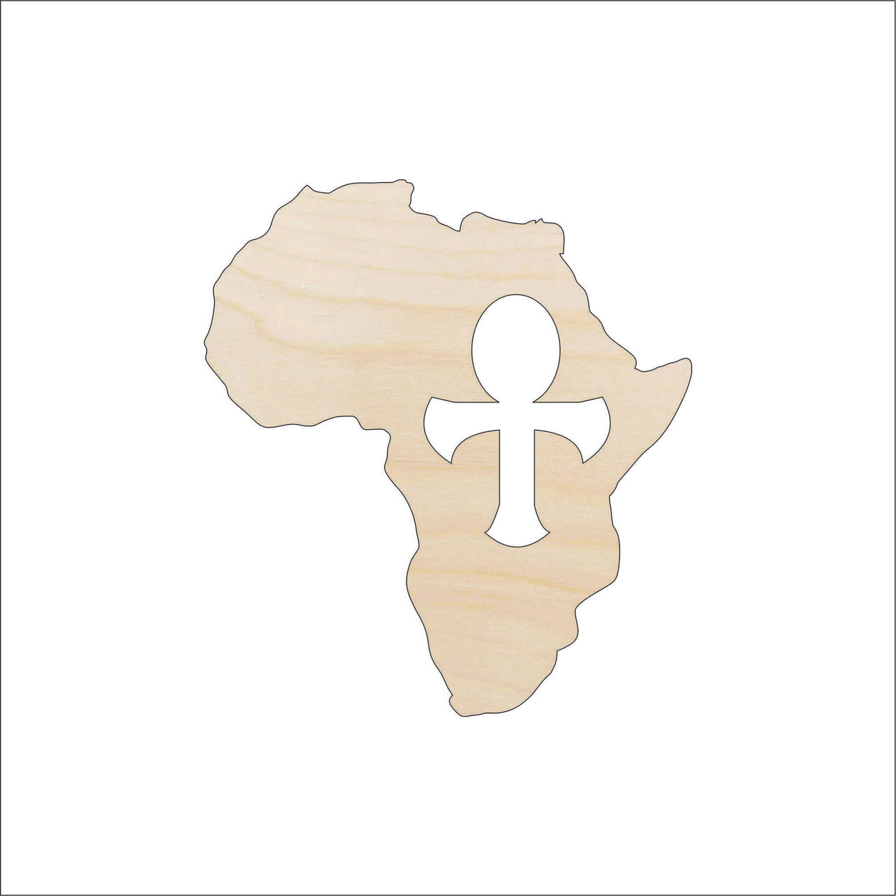 Africa & Ankh Wood Craft Shape - Laser Cut Baltic Birch Unfinished DIY Wood Art Supplies WLD63 - The Wood Shape Store