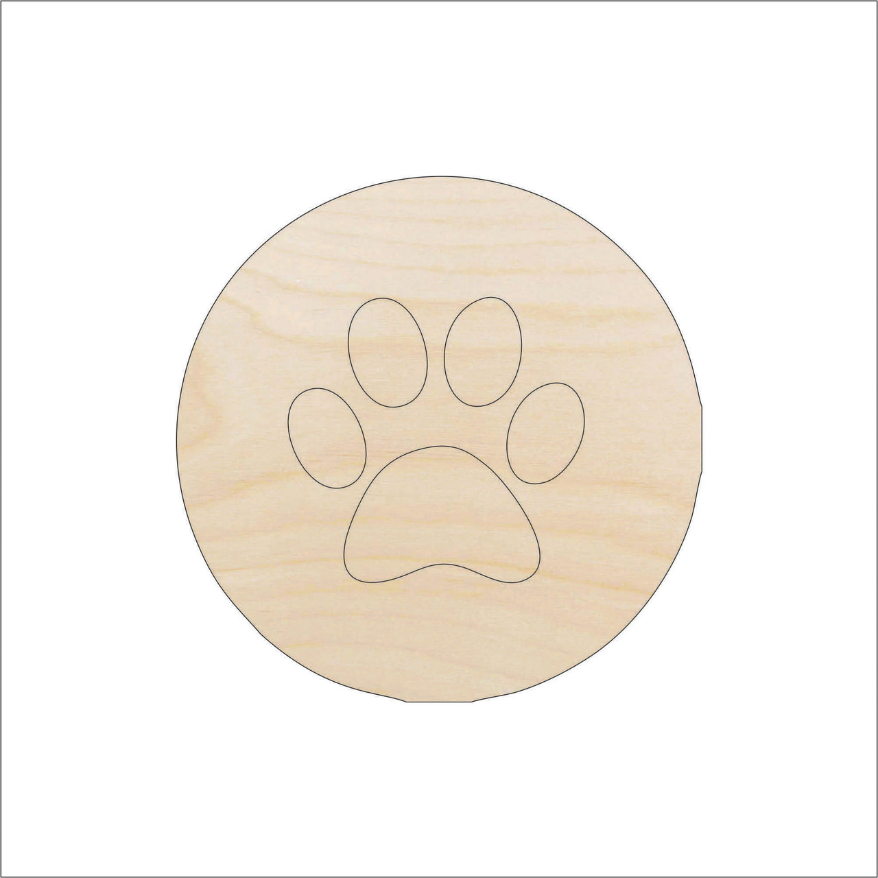 Paw Print Wood Craft Shape - Laser Cut Baltic Birch Unfinished DIY Wood Art Supplies DOG81 - The Wood Shape Store