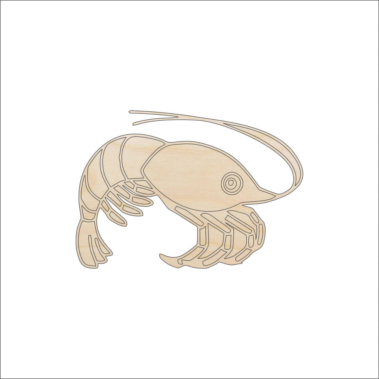 Shrimp Wood Craft Shape - Laser Cut Baltic Birch Unfinished DIY Wood Art Supplies SEA61 - The Wood Shape Store